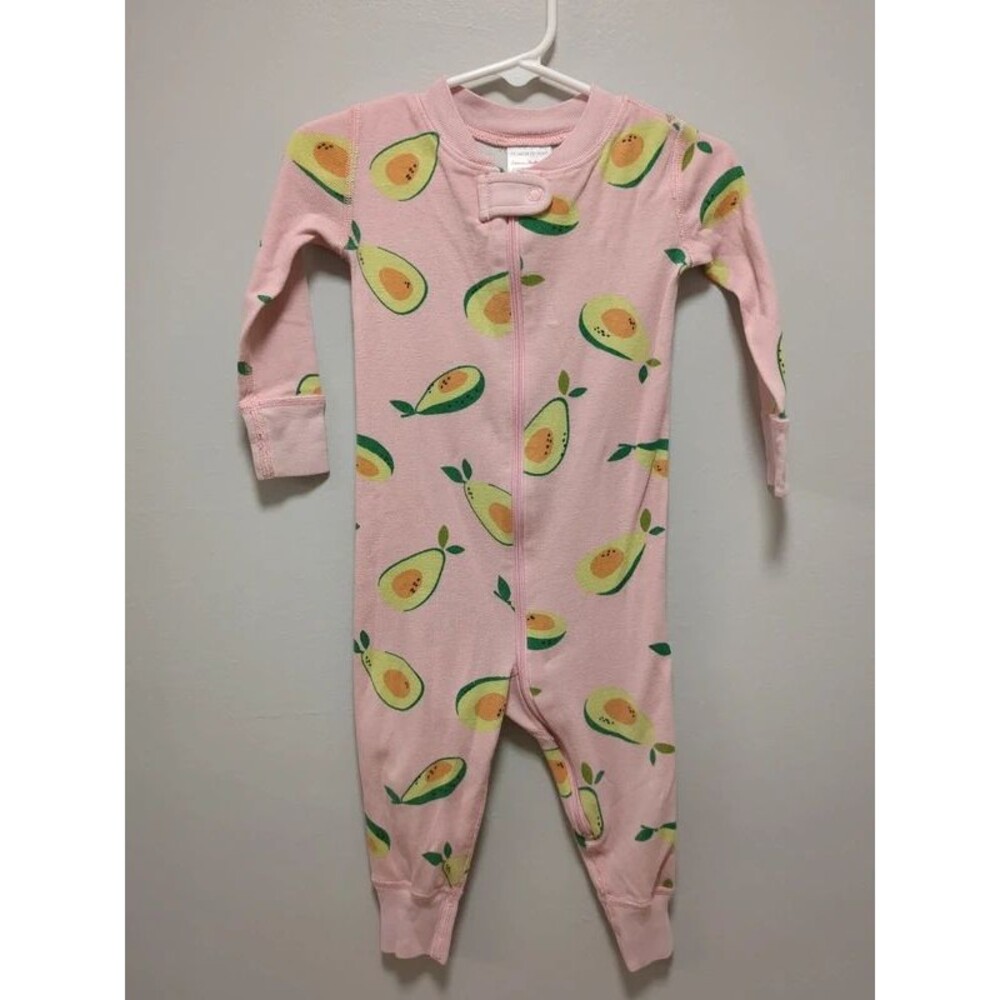 Hanna Andersson Pink Avocado Organic Cotton Pajamas Sleeper Size 75 12/18 Months